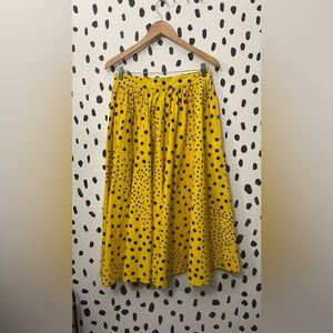 Vintage yellow and black polka dot circle skirt
